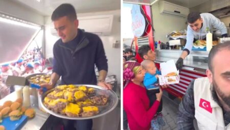 Haluk Levent paylaştı: CZN Burak depremzede çocuklara hamburger yaptı